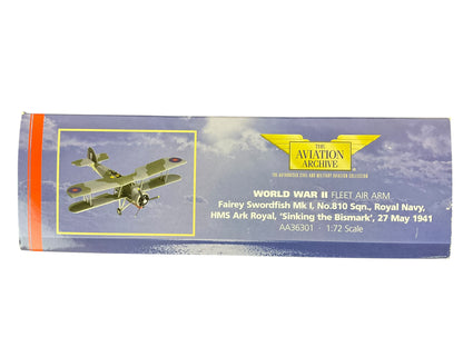 1/72 Corgi (AA36301) Fairey Swordfish Mk.1 (Y4372) "Sinking the BISMARK" 27 MAY 1941, No.810 Sqdn Royal Navy (Limited Edition NO CARD)