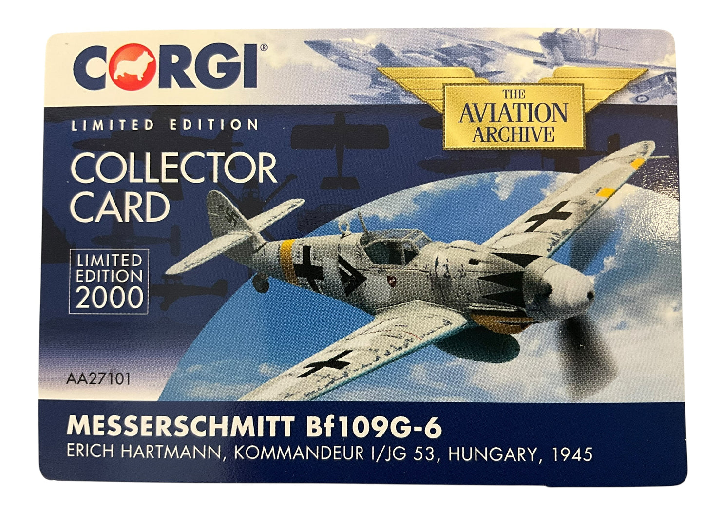 1/72 Corgi (AA27101) Messerschmitt Bf109G-6 White Winter Camo, flown by Erich Hartmann ("Ace of ALL Time" with 352 Kills) Hungary 1945, Kommandeur 1/JG53 Drittes Reich Luftwaffe (Limited Edition #1831 of Only 2000) 2013 Release