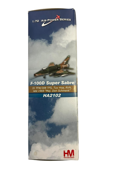 1/72 HobbyMaster (HA2102) North American F100D Super Sabre (56-3580) "Mary Jane" flown by Maj. Don Schmenk late 1969 Tuy Hoa, South Vietnam 31st TFW 308th TFS, U.S.A.F. (Limited Edition of 2100) Sept 2008 Release