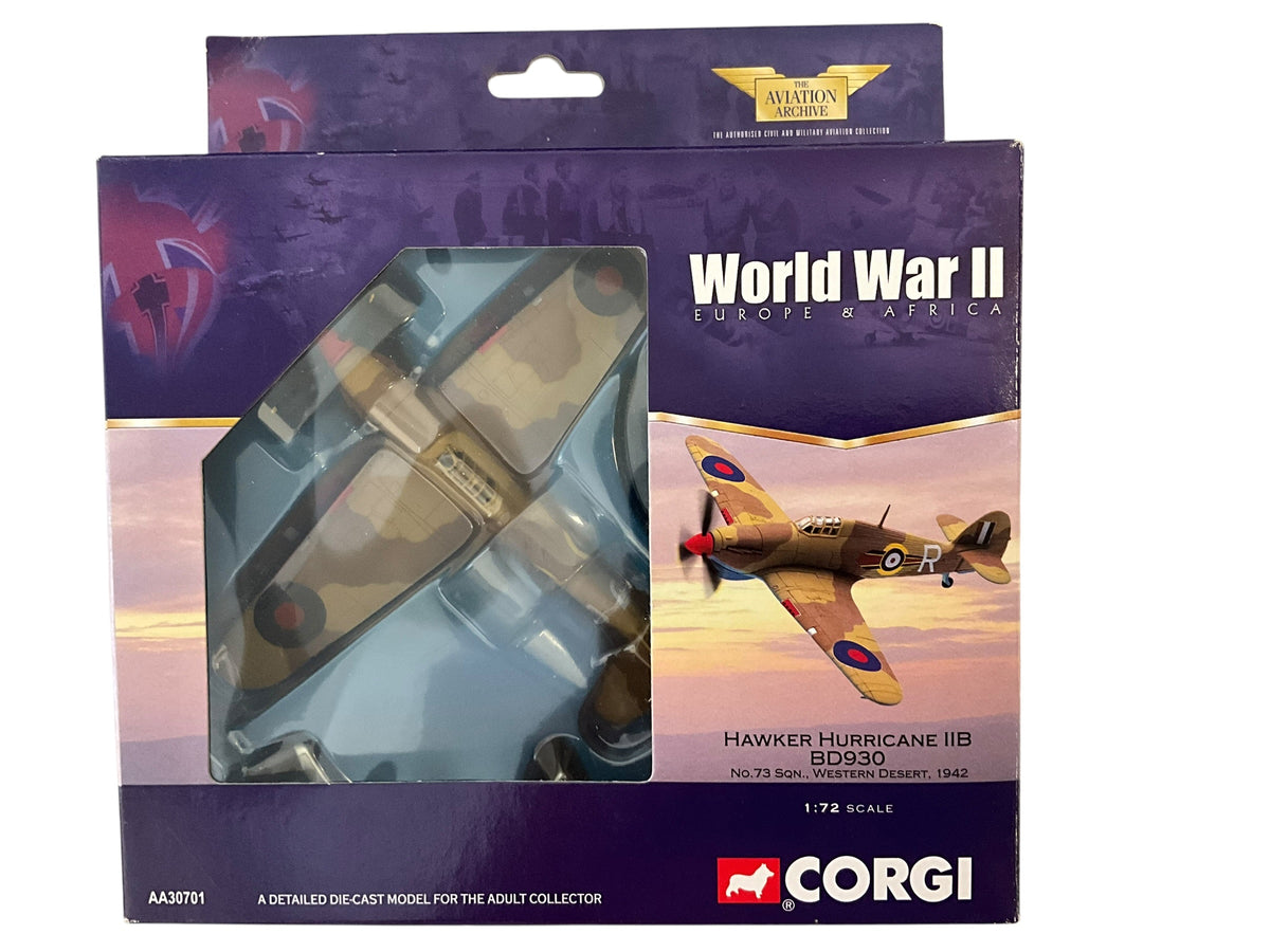 1/72 Corgi (AA30701) Hawker Hurricane IIB (BD930 / R) Western Desert 1942 No.73 Sqdn R.A.F. (Limited Edition) 2002 Release