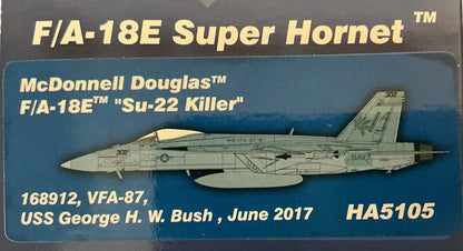 1/72 HobbyMaster (HA5105) Mcdonnell Douglas F/A18E Super Hornet (168912) June 2017 "SU22 Killer" USS George H.W. Bush VFA87 U.S. Navy (Limited Edition)