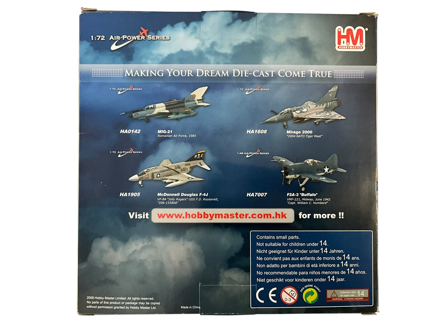1/72 HobbyMaster (HA2102) North American F100D Super Sabre (56-3580) "Mary Jane" flown by Maj. Don Schmenk late 1969 Tuy Hoa, South Vietnam 31st TFW 308th TFS, U.S.A.F. (Limited Edition of 2100) Sept 2008 Release