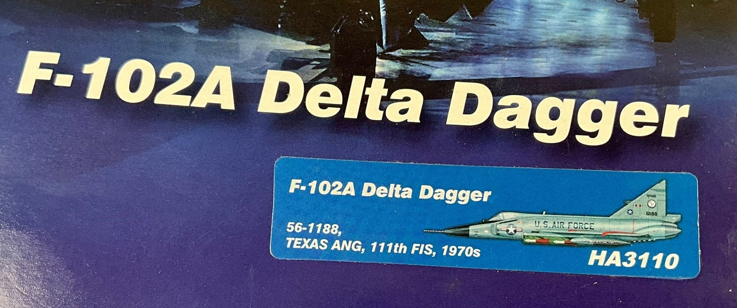 1/72 Hobbymaster (HA3110) Convair F102A Delta Dagger (56-1188) "flown by pre-President George W.Bush" Ellington AFB, Texas ANG 111 FS , 147th RW, U.S.A.F. 1970s (Limited Edition)