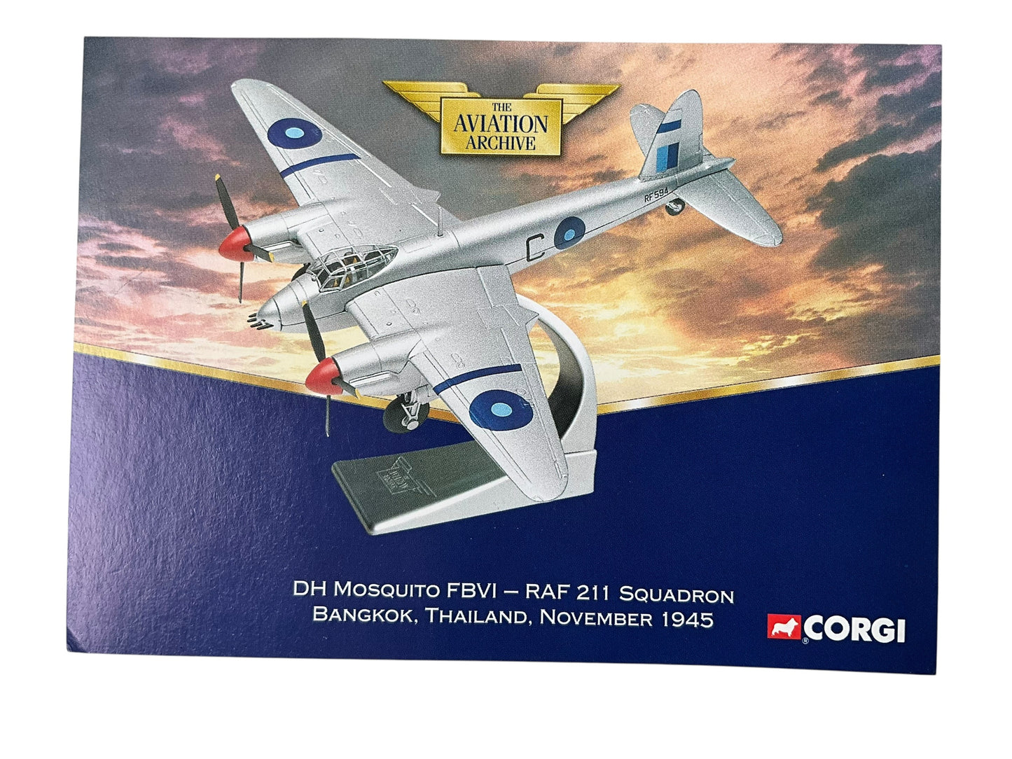 1/72 Corgi (AA32806) DeHavilland Mosquito FBVI (C / RF594) Bangkok, Thailand, Nov 1945, 211 Sqdn R.A.F. (Limited Edition #0353 of Only 3100)