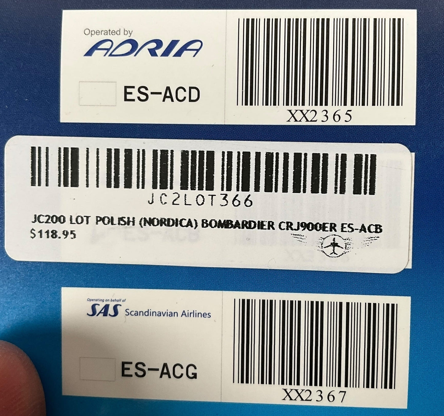 1/200 JC Wings (JC2LOT366) Bombardier CRJ900LR (ES-ACB) "nordica" LOT Polish Airlines (Limited Edition) 2020 Release