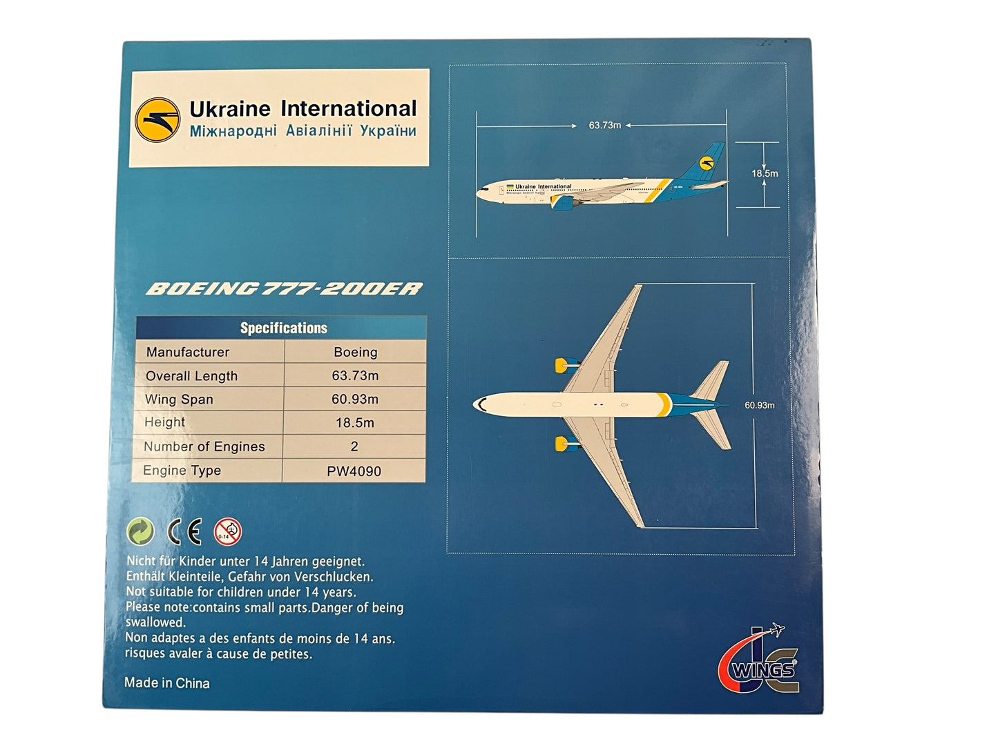 1/200 JC Wings (LH2AUI120) Boeing B777-200ER (UR-GOA) Ukraine International Airlines (Limited Edition) 2018 Release