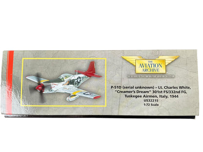 1/72 Corgi (US32215) North American P51D (Serial Unknown) "Creamer's Dream" flown  by Lt. Charles White 301st FS/332nd FG "Tuskegee Airmen" Italy 1945 (Limited Edition #1674 of ONLY 2100)