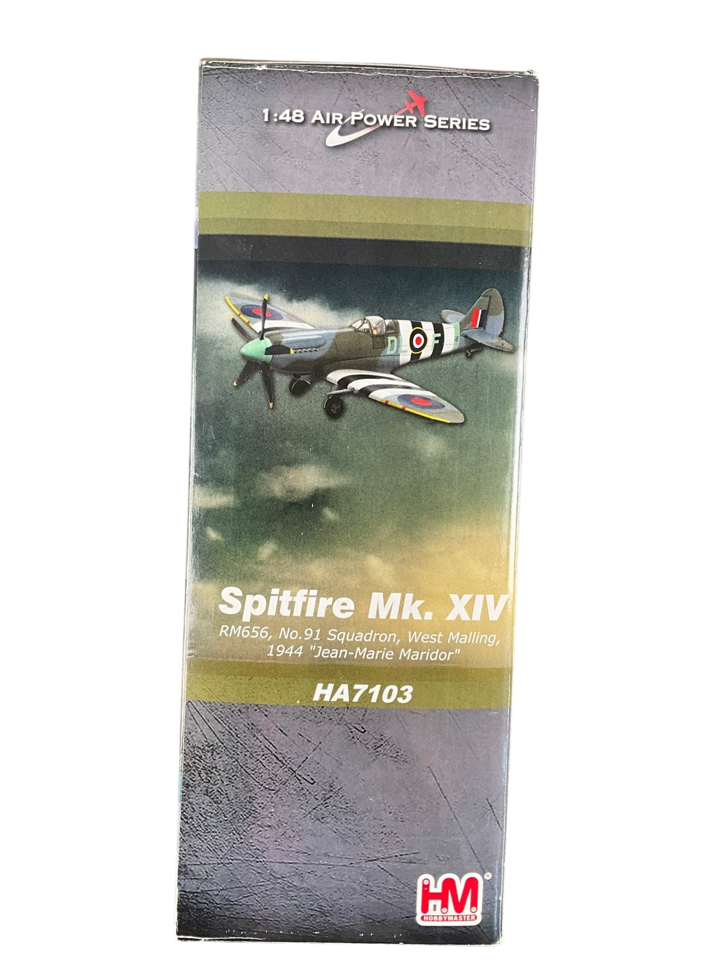 1/48 Hobbymaster (HA7103) Supermarine Spitfire Mk.XIV (RM656 / DL+F) flown by French pilot Jean Marie Maridor (4 kills & 11 V1's) 91 Sqdn R.A.F. Aug.3 1944 (Limited Edition of 1751)