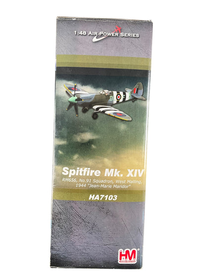 1/48 Hobbymaster (HA7103) Supermarine Spitfire Mk.XIV (RM656 / DL+F) flown by French pilot Jean Marie Maridor (4 kills & 11 V1's) 91 Sqdn R.A.F. Aug.3 1944 (Limited Edition of 1751)