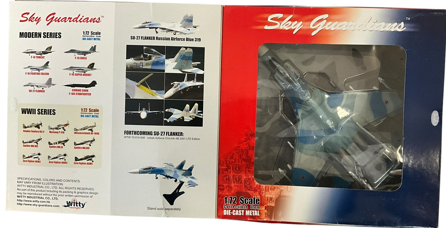 1/72 (Witty Wings) Sky Guardians (WWT-72-014-004) Sukhoi SU27 Flanker-B (Blue 319) 3-Tone Blue Camo, Soviet Air Force (Limited Edition)