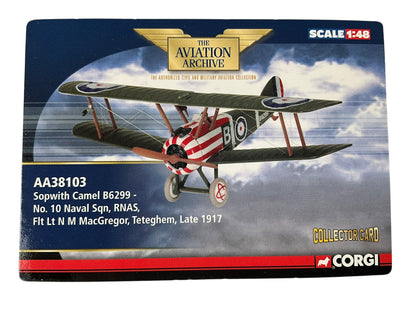 1/48 Corgi (AA38103) Sopwith Camel (B6299) flown by Flt/Lt N.M. MacGregor (7 Kills) Naval 10 Sqn R.N.A.S. Teteghem late 1917 (Limited Edition #1091 of Only 1500)