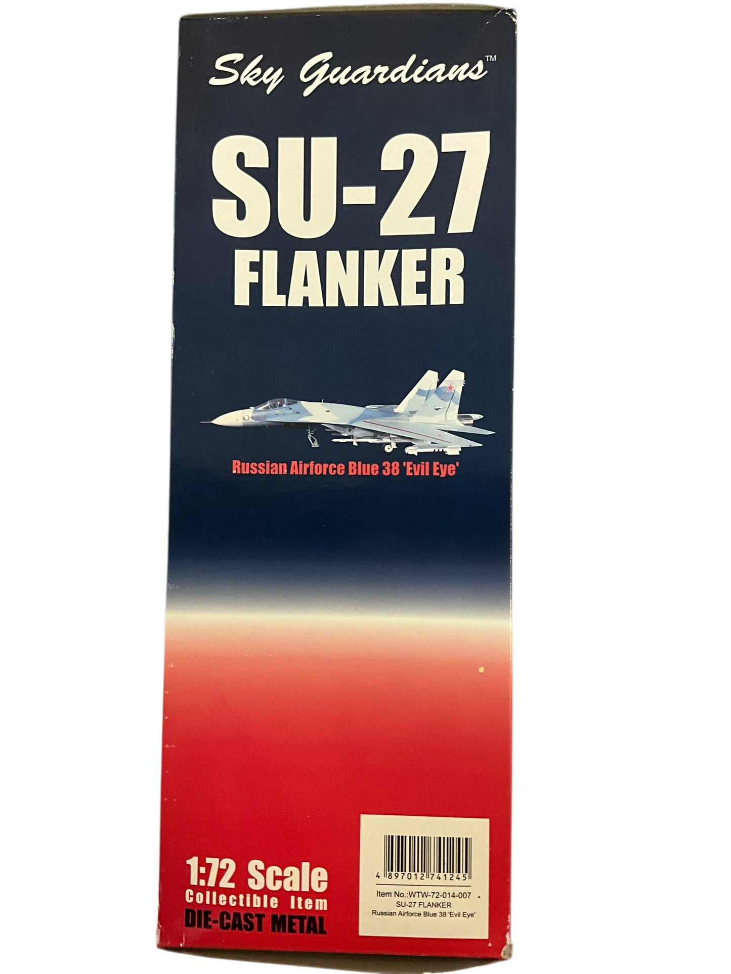 1/72 (Witty Wings) Sky Guardians (WTW-72-014-007) Sukhoi SU27 Flanker-B (Blue 38) "Evil Eye" 3-Tone Blue Splinter Pattern Camo, Russian Air Force (Limited Edition)