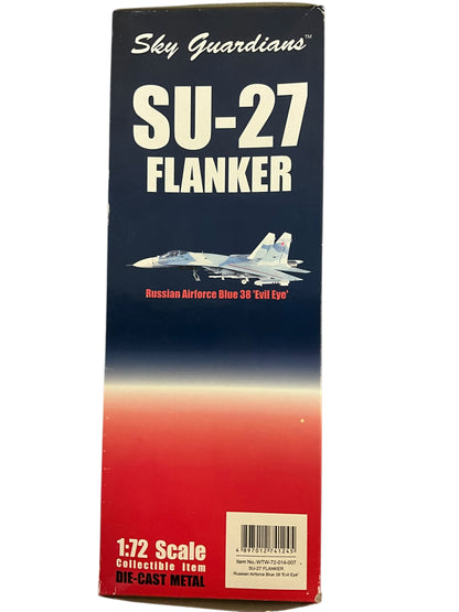 1/72 (Witty Wings) Sky Guardians (WTW-72-014-007) Sukhoi SU27 Flanker-B (Blue 38) "Evil Eye" 3-Tone Blue Splinter Pattern Camo, Russian Air Force (Limited Edition)