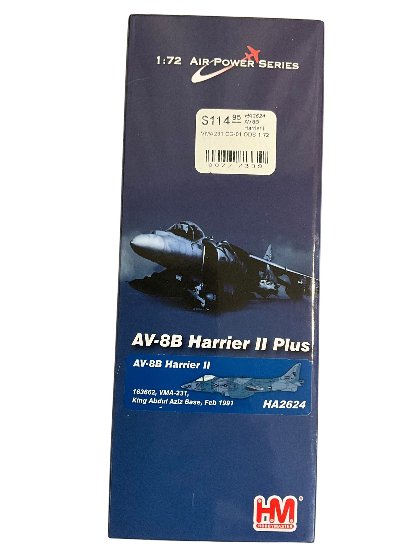 1/72 HobbyMaster (HA2624) McDonnell Douglas AV-8B Harrier II Plus (163662) Feb 1991 "Desert Storm" King Abdul Aziz Base, VMA-231 (Ace of Spades) U.S. Marine Corps (Limited Edition)