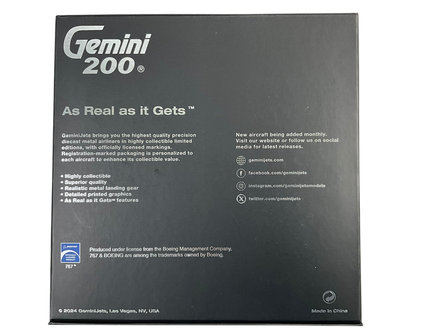 1/200 Gemini200 (G2CJT1173) Boeing 767-300ER/BDSF (C-FGSJ) "InterActive Series" Cargojet  (Limited Edition) 2024 Relwase