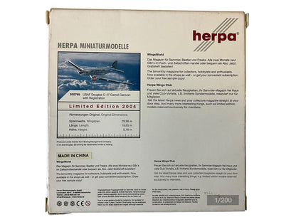 1/200 Herpa (550765) Douglas C47 (DC3) Dakota (2934087) Camel Caravan to Berlin U.S.A.F. (Limited Edition)
