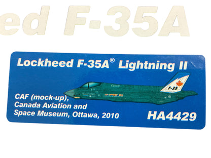 1/72 Hobbymaster (HA4429) Lockheed-Martin F35A Lightning II CAF (Mock-up) Canadian Aviation $ Space Museum, Ottawa 2010 (Limited Edition)