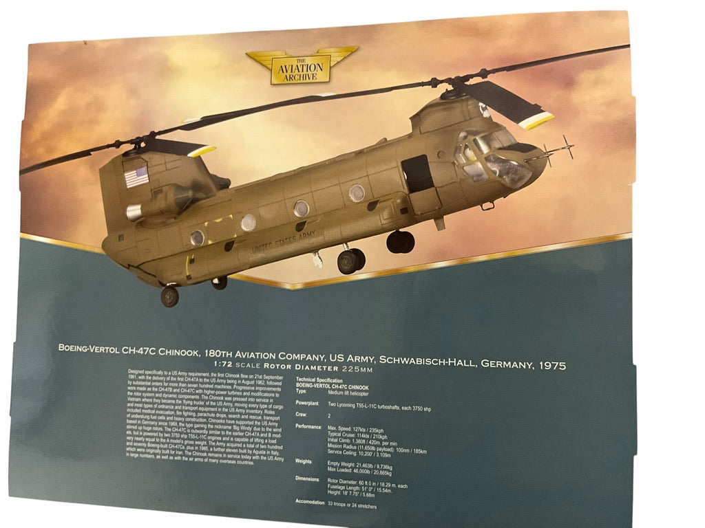 1/72 Corgi (AA34201) Boeing Vertol CH47C Chinook (15846) Schwabish-Hall, Germany, 1975, 180th Aviation Company, U.S. Army (Limited Edition)