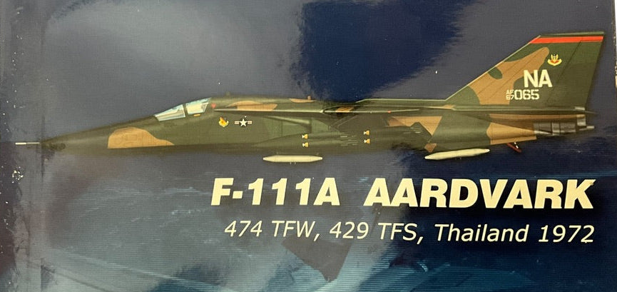 1/72 Hobbymaster (HA3001) General Dynamics F111A Aardvark (AF67-065) "Operation Linebacker" 1972 Takhli RTAFB Thailand, 474 TFW, 429 TFS Black Falcons, U.S.A.F. (Limited Edition of 3500) 2010 Release