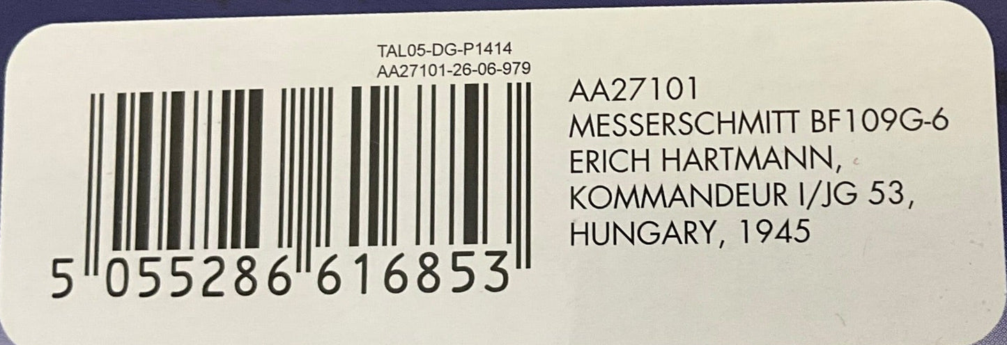 1/72 Corgi (AA27101) Messerschmitt Bf109G-6 White Winter Camo, flown by Erich Hartmann ("Ace of ALL Time" with 352 Kills) Hungary 1945, Kommandeur 1/JG53 Drittes Reich Luftwaffe (Limited Edition #1831 of Only 2000) 2013 Release
