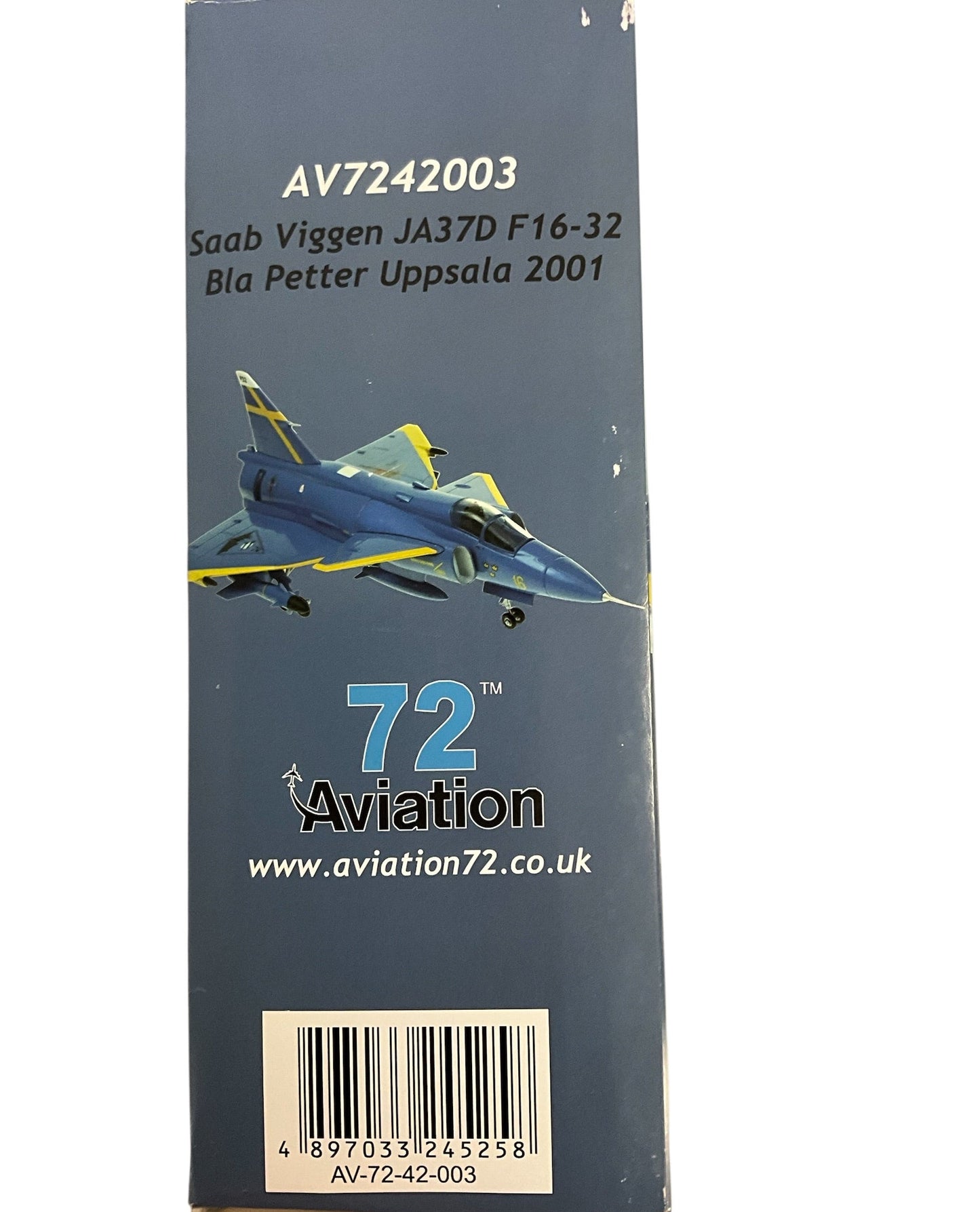 1/72 Aviation72 (AV7242003) Saab JA37D Viggen (F16-32) "Bla Petter Uppsala" 2001 Swedesh Air Force (Limited Edition of Only 600)