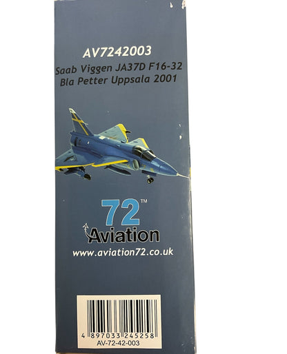 1/72 Aviation72 (AV7242003) Saab JA37D Viggen (F16-32) "Bla Petter Uppsala" 2001 Swedesh Air Force (Limited Edition of Only 600)