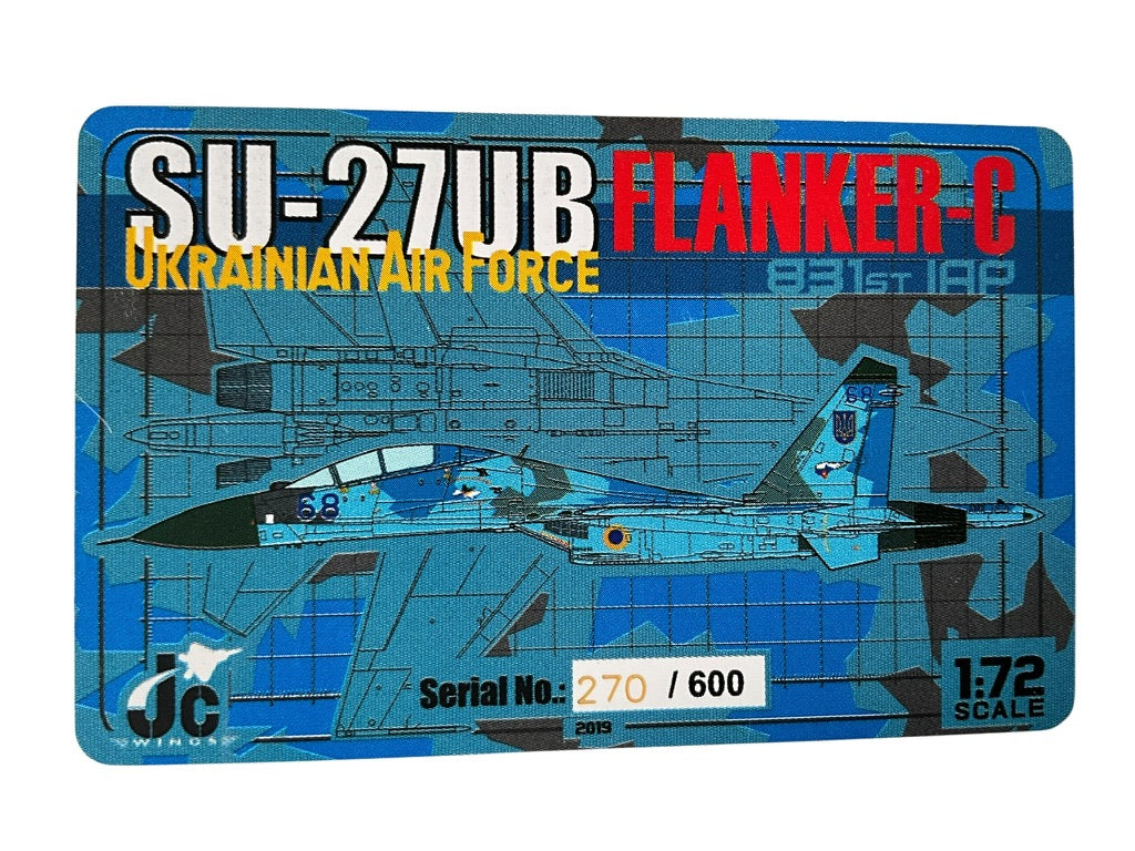 1/72 JC Wings (JCW-72-SU27-009) Sukhoi Su27UB Flanker-C (Blue 68) "Sky Blue Splinter Pattern Camo" 831 IRP, Ukraine Air Force (Limited Edition #270 of 600)