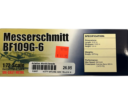 1/72 Witty Wings (WTW72-003-007) Messerschmitt Bf109G-6 (Yellow 6) flown by Obfw. Heinrich Bartels, II/J27, JG54, WWII, Drittes Reich, Luftwaffe (Limited Edition)