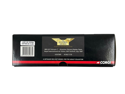 1/72 Corgi (US37505) MiG29A Fulcrum-C (White 102) "Ukrainian Falcons Display Team" Intl Air Tattoo, RAF Fairford 1997, Ukraine Air Force (Limited Edition #0562 of Only 1000)