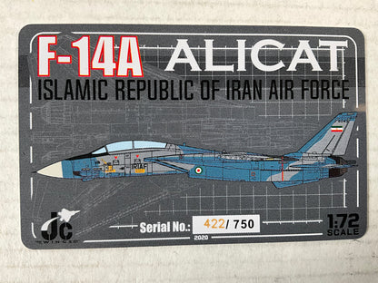 1/72 JC Wings (JCW-72-F14-006) Grumman F14A (Tomcat) "Alicat" (3-6045) Grey & Blue Camo, Islamic Republic of Iran Air Force (Limited Edition #422 of Only 750)