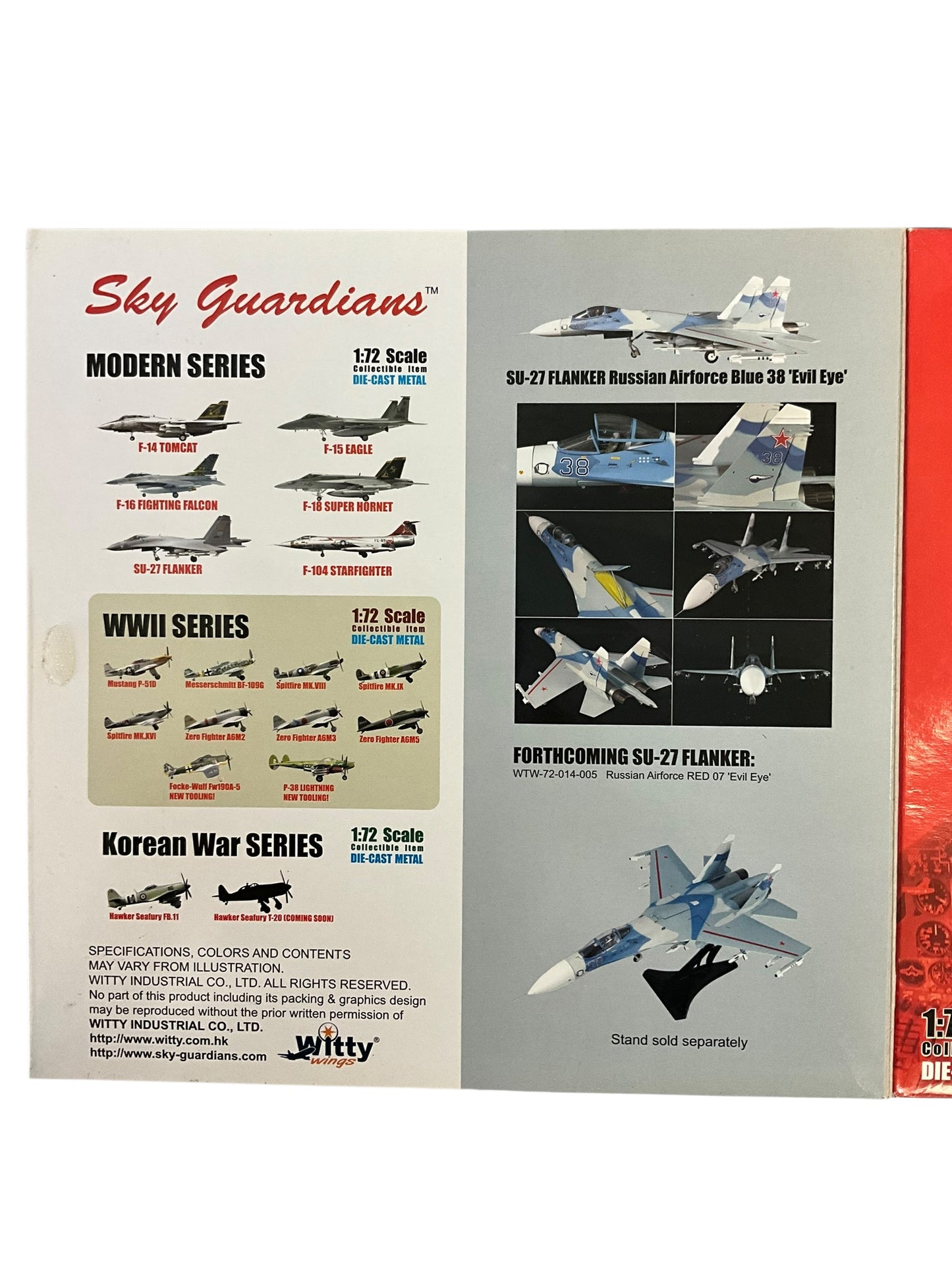 1/72 (Witty Wings) Sky Guardians (WTW-72-014-007) Sukhoi SU27 Flanker-B (Blue 38) "Evil Eye" 3-Tone Blue Splinter Pattern Camo, Russian Air Force (Limited Edition)