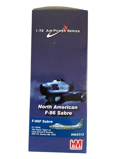 1/200 HobbyMaster (HA4313) North American F86F Sabre (FU958) "the Paper Tiger" flown by Captain Harold E. Fischer (10 Kills) 39th FS, U.S.A.F. Suwon AB, South Korea 1953 (limited Edition of Only 600)