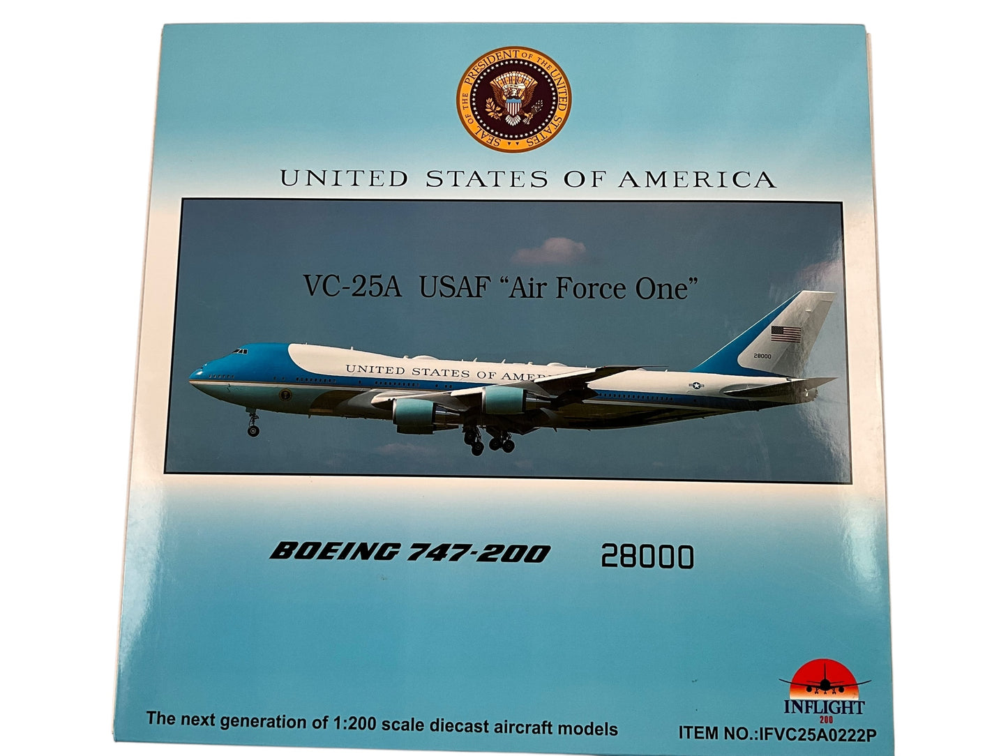 1/200 Inflight200 (IFVC25A0222P) Boeing (VC25A) B747-200 (28000) "Air Force One" United States of America (Limited Edition) 2022 Release
