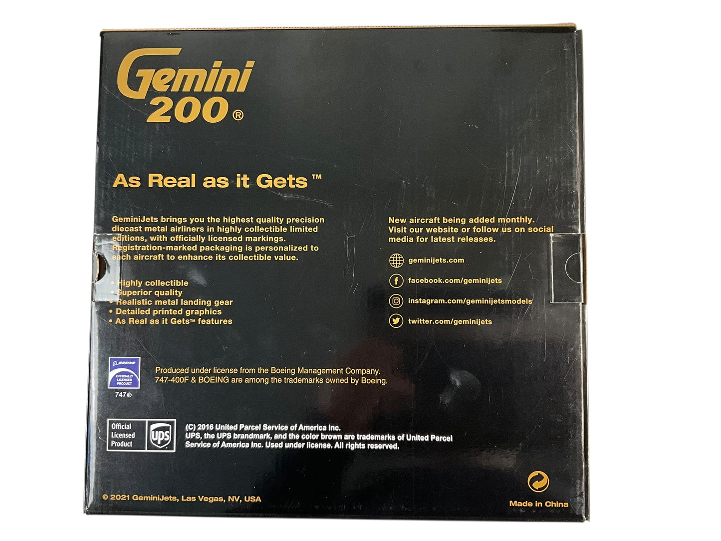 1/200 Gemini200 (G2UPS932) Boeing B747-400F (N580UP) "Interactive Series" Worldwide Services UPS (Limited Edition) 2021 Release