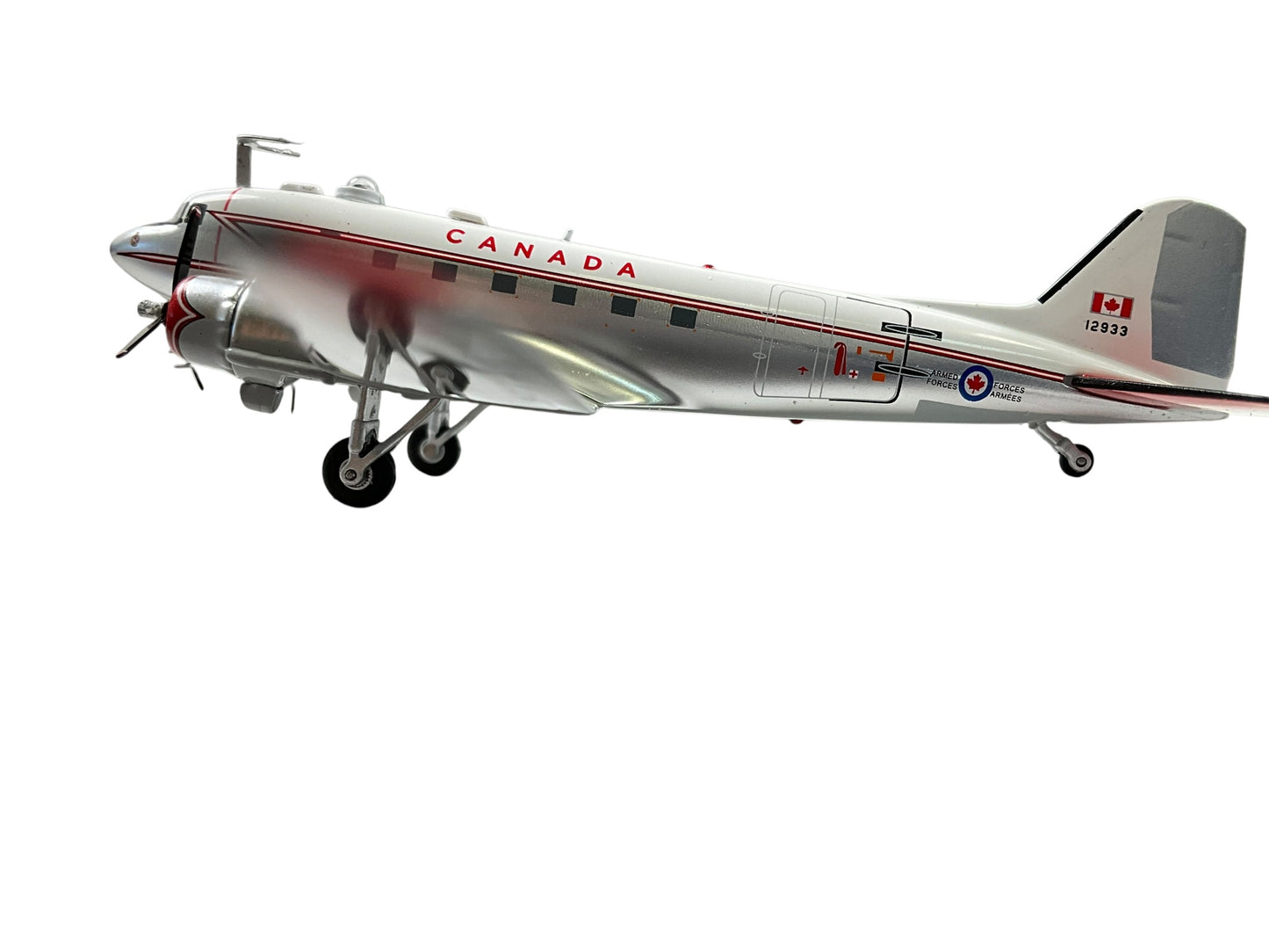 1/200 Inflight200 (IFDC3RCAF33) Douglas C47 (DC3) Dakota (12933) 1980's "Polished Aluminum, White & Day Glo Lightning Bolt Livery" Canadian Armed Forces (Limited Edition of ONLY 180) 2026 Release