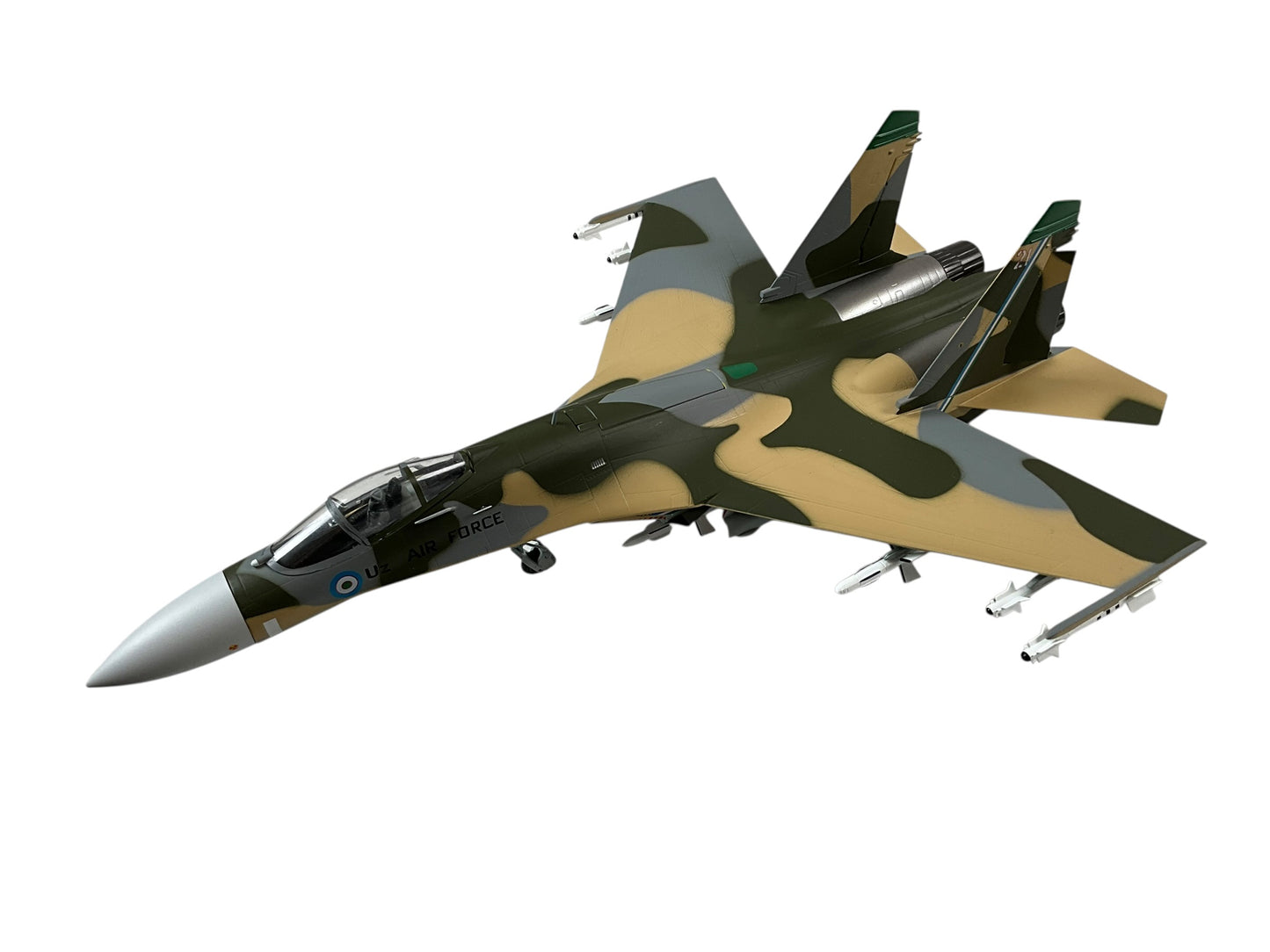 1/72 (Witty Wings) Sky Guardians (WTW-72-014-008) Sukhoi SU27 Flanker-B (White 21) Green/Tan/Grey Splotch Pattern Camo, Chirchik AB, 59th Fighter-Bomber Aviation Regiment, Uzbek Air Force (Limited Edition) 2001 Release