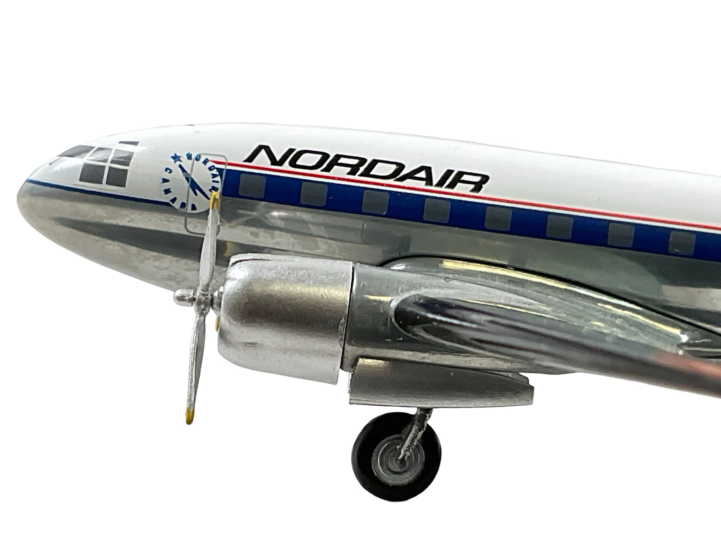 1/200 Western Models (AC2CFNAE) Curtiss C46A Commando (CF-NAE) "Nordair Canada"  Polished Aluminum with White & Blue NDA Livery, Nordair (Limited Edition of Only 200)