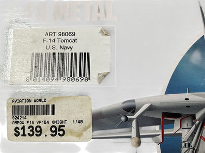 1/48 Armour/Franklin Mint (98069) Grumman F14A Tomcat (100) USS Kittyhawk VF154 "Black Knights"U.S.Navy (Limited Edition)