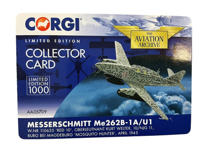 1/72 Corgi (AA35709) Messerschmitt Me262B-A/U1 Schwalbe (W/NR 110635 "Red 10") OberLeutnant Kurt Welter (63 Kills) 10/NJG 11 WWII Reich's Luftwaffe (Limited Edition #0681 of Only 1000)