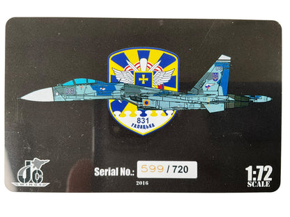 1/72 JC Wings (JCW-72-SU27-001) Sukhoi SU27 Flanker (Blue 08) Sky Blue Splinter Pattern Camo 831 Tactical Aviation Brigade, Ukraine Air Force (Limited Edition #599 of Only 720) 2022 Release
