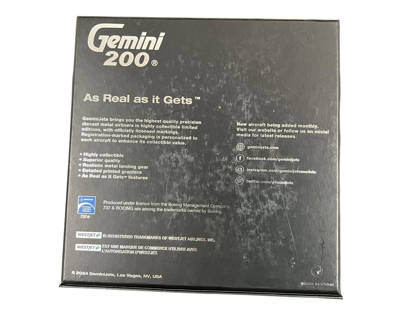 1/200 Gemini200 (G2WJA1295) Boeing B737-600 (C-GWSL) 1st WJA Livery WestJet Airlines (Limited Edition) 2024 Release