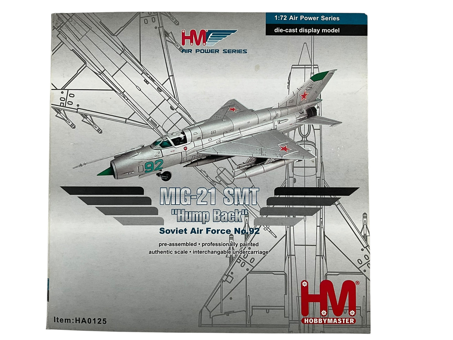 1/72 HobbyMaster (HA0125) Mikoyan MiG21SMT Fishbed (Blue 92) "Hump Back" Soviet Air Force (Limited Edition of Only 2000)