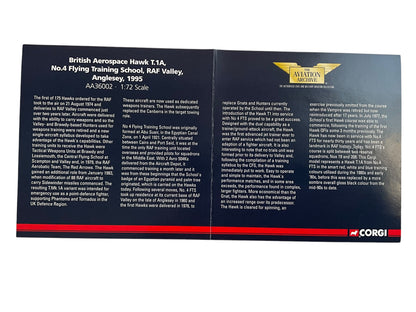 1/72 Corgi (AA36002) British Aerospace Hawk T1A Valley, Anglesey No.4 Flying Training School, R.A.F. 1995 (Limited Edition) #2876 of Only 2950)_
