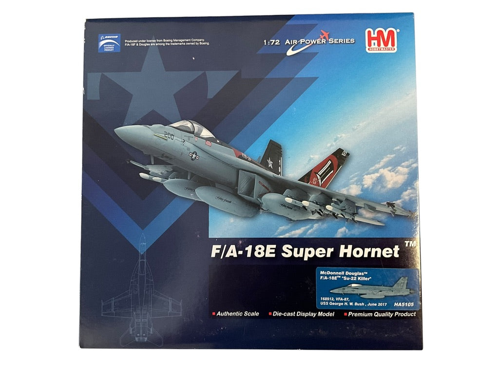 1/72 HobbyMaster (HA5105) Mcdonnell Douglas F/A18E Super Hornet (168912) June 2017 "SU22 Killer" USS George H.W. Bush VFA87 U.S. Navy (Limited Edition)