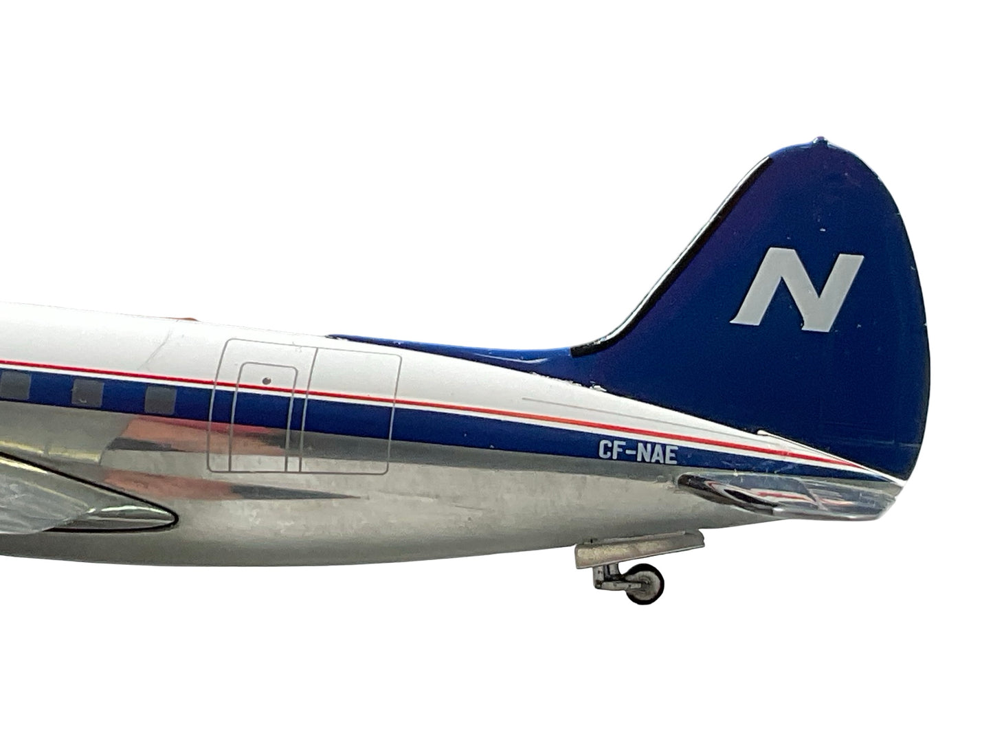 1/200 Western Models (AC2CFNAE) Curtiss C46A Commando (CF-NAE) "Nordair Canada"  Polished Aluminum with White & Blue NDA Livery, Nordair (Limited Edition of Only 200)