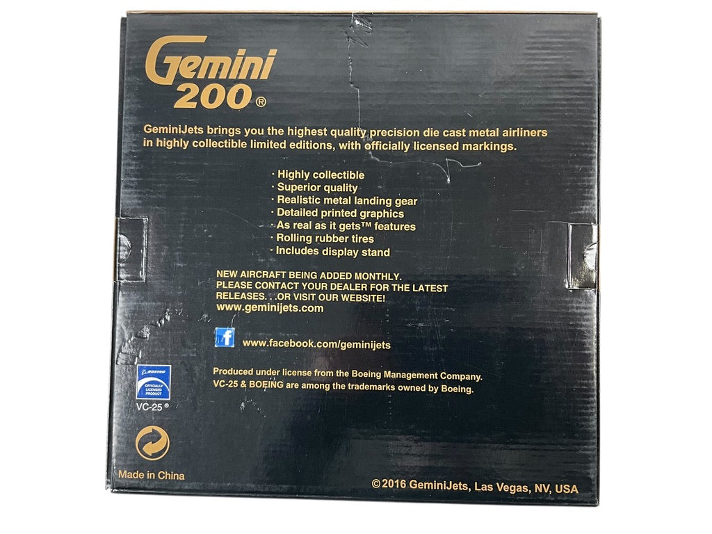 1/200 Gemini200 (G2AFO624) Boeing (VC25A) B747-200 (29000) "Air Force One" United States of America (Limited Edition) 2016 Release