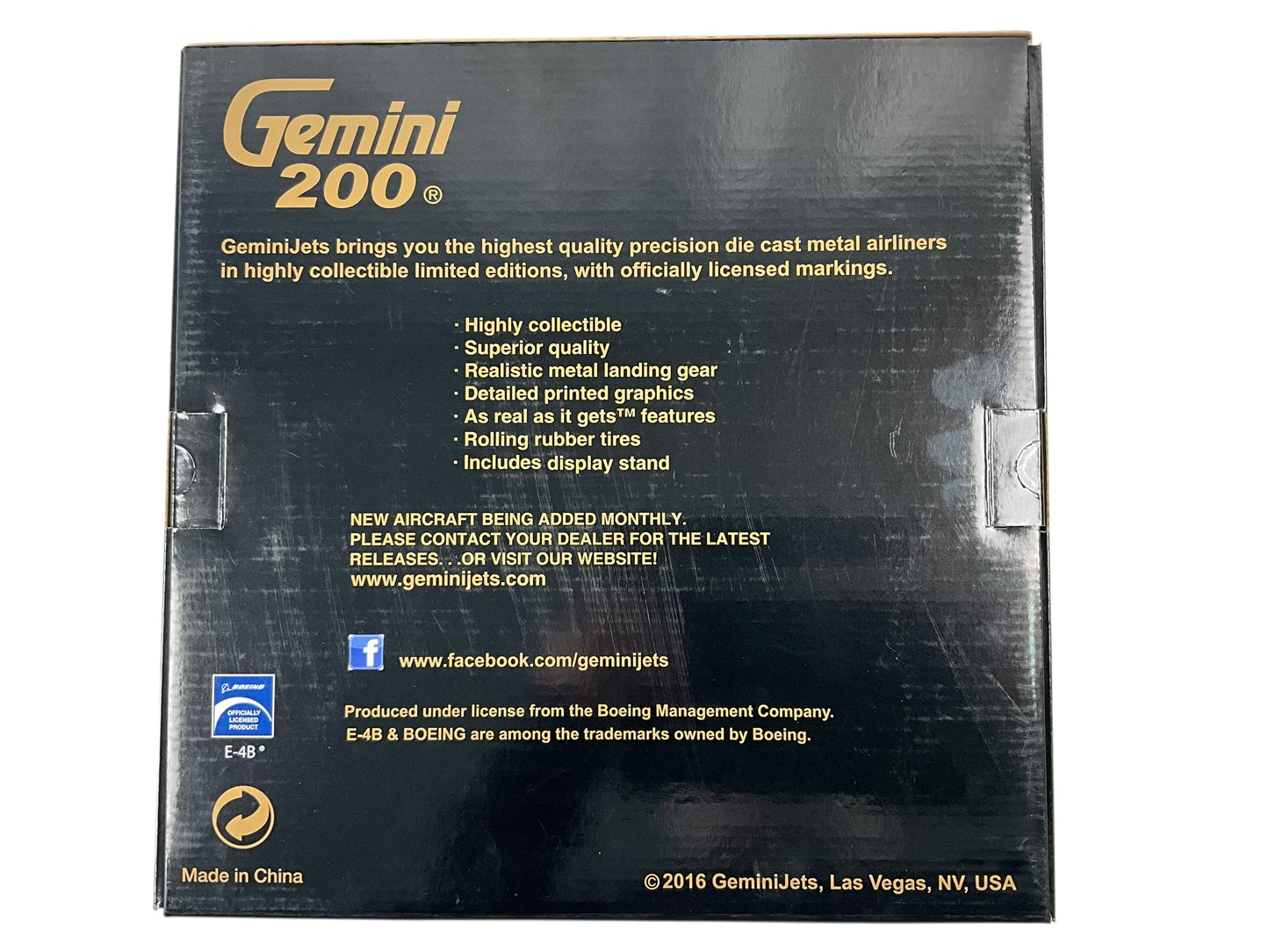 1/200 Gemini200 (G2AFO592) Boeing (B747-200B) E-4B "Doomsday Plane" (40787) USAF (Limited Edition) 2016 Release