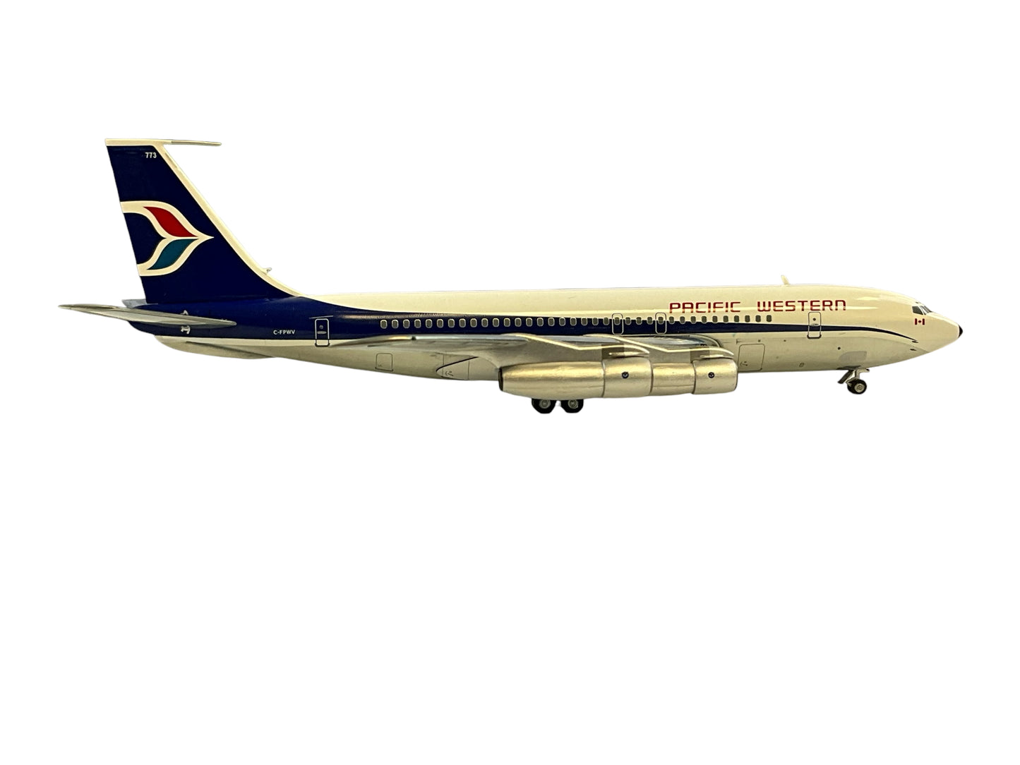 1/200 AeroClassics (WM-PWA-0113) Boeing B707-138BN (C-FPWV) PWA 2nd Livery (Blue Tail) Pacific Western Airlines (Limited Edition)