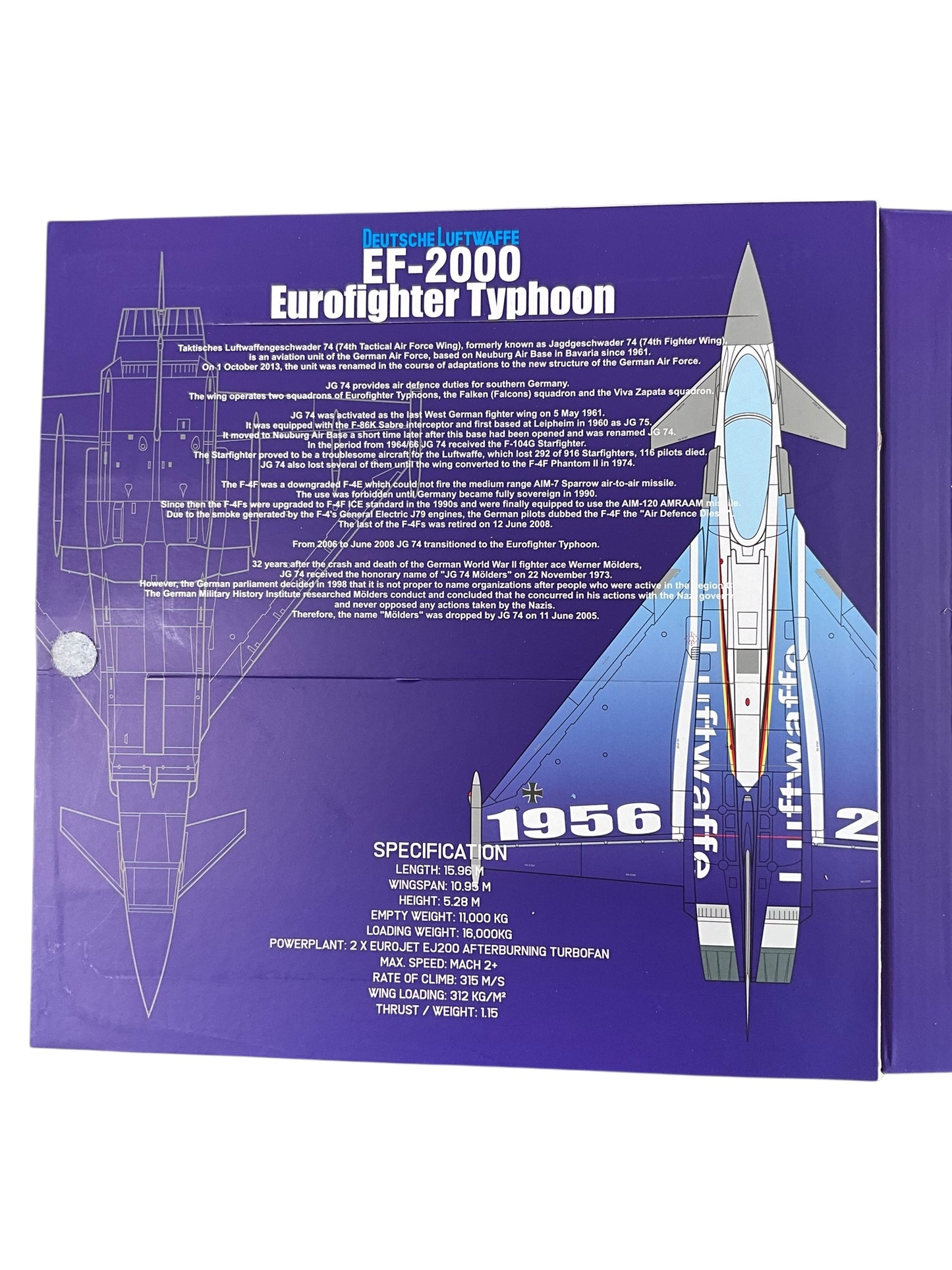 1/72 JC Wings (JCW-72-2000-007) Airbus Eurofighter EF2000 Typhoon (30+68) "60 Jahre Deutsche Luftwaffe" TaktLG74 2016 Deutsche Bundes Luftwaffe (Limited Edition #70 of 600)