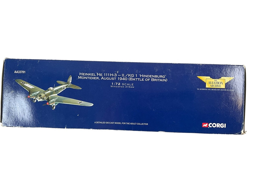 1/72 Corgi (AA33701) Heinkel He111H3 (V4+AM) "Battle of Britain" Aug 1940 Montidier, "Hindenburg" II./KG.1 Dritten Reich Luftwaffe (Limited Edition)